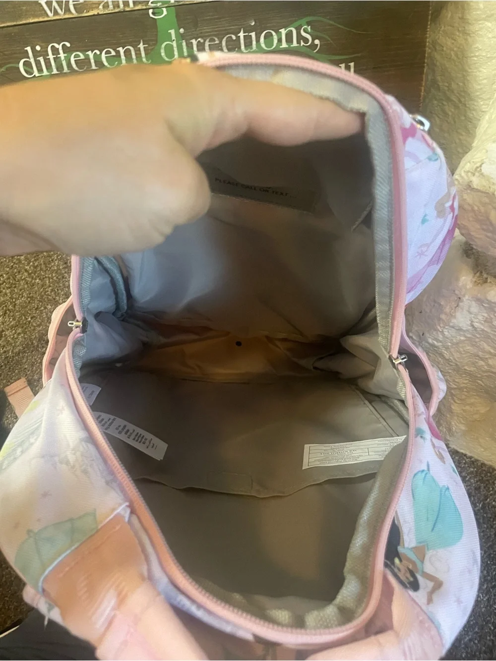Pottery Barn Kids Pink Shimmer Disney Princess Print Backpack